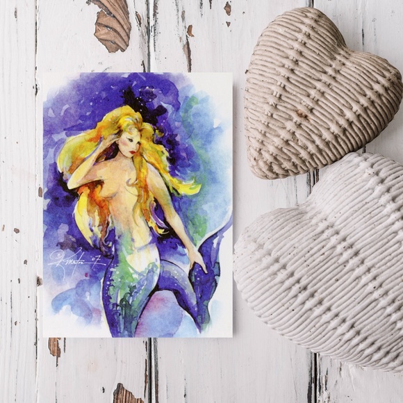 ACEO - Mermaid Print from original painting by Kathy Morton Stanion - Celeste - Picture 7 of 7